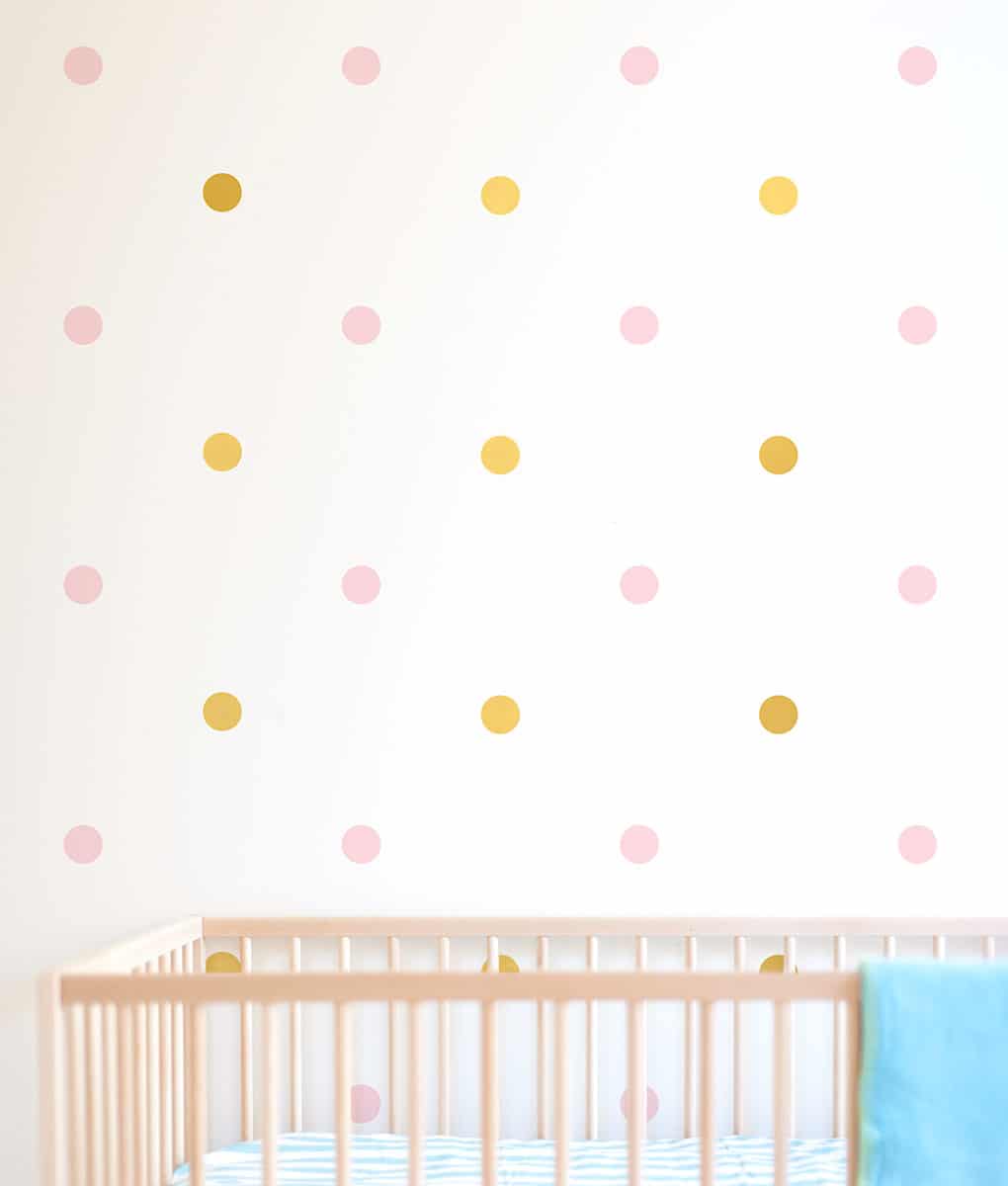 Pink and Gold Polka Dot Wall Decals