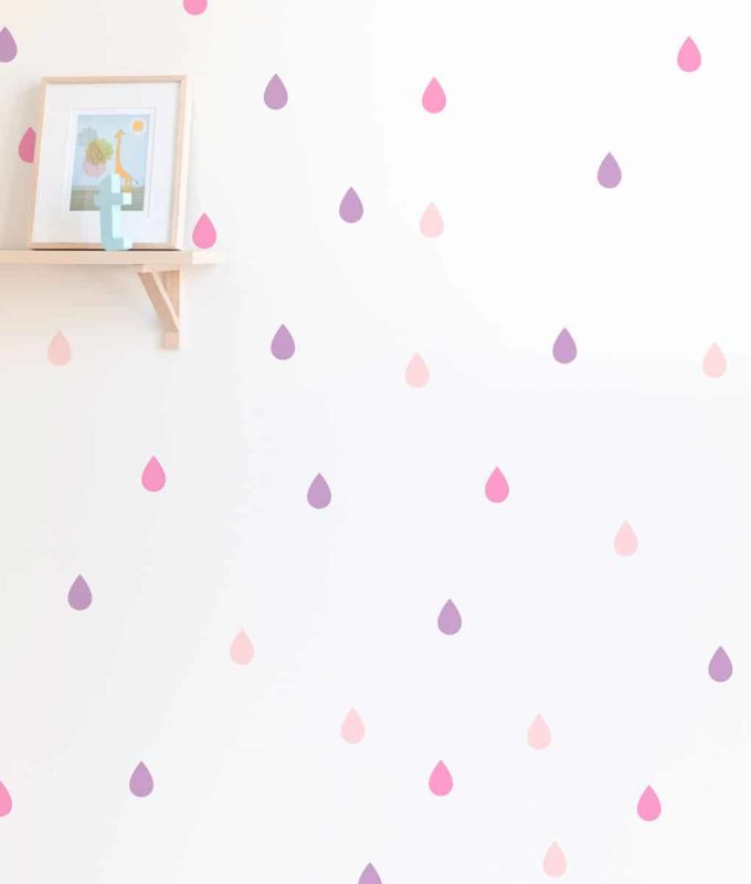 Raindrop Wall Decals Pinks Lilac