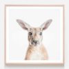 Hello Kangaroo Oak Framed Print