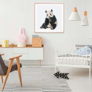 Hello Panda Framed Print Oak