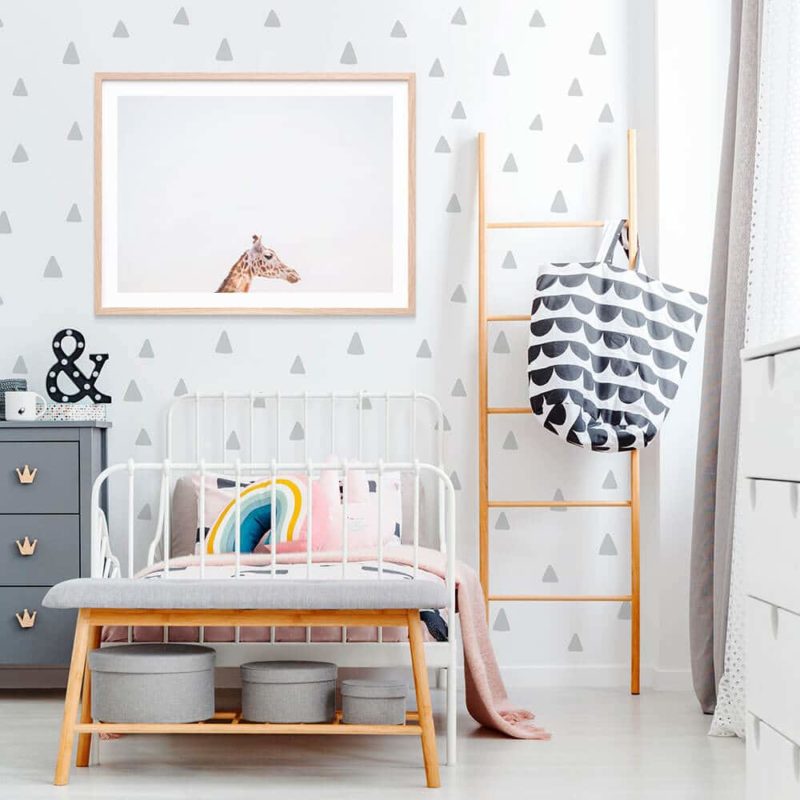 Nursery With Hand Drawn Grey Triangle Wall Decals