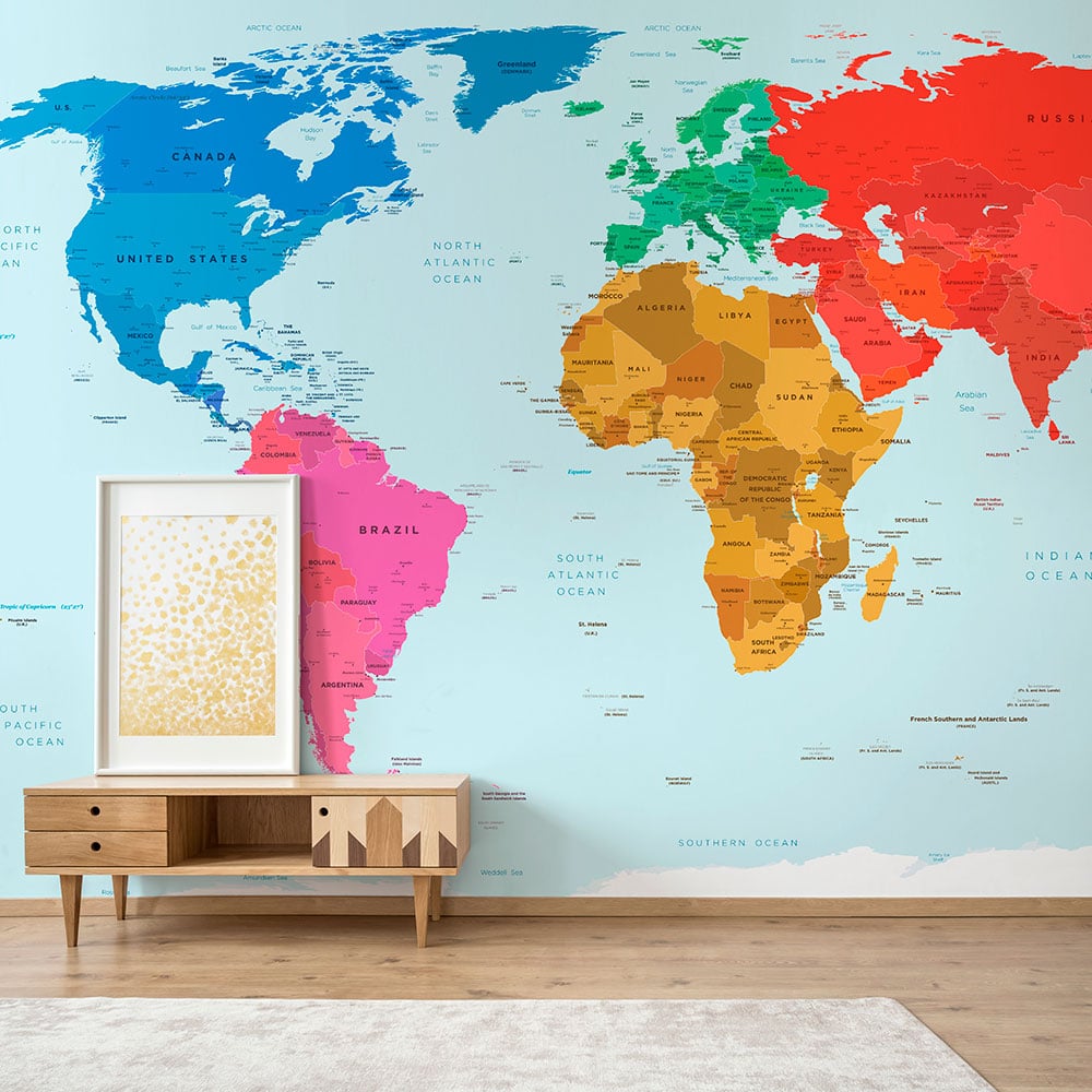 World Map No 1 Wall Mural Print 41 Orchard