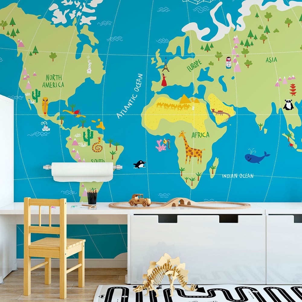 World Map No 5 Wall Mural Print 41 Orchard