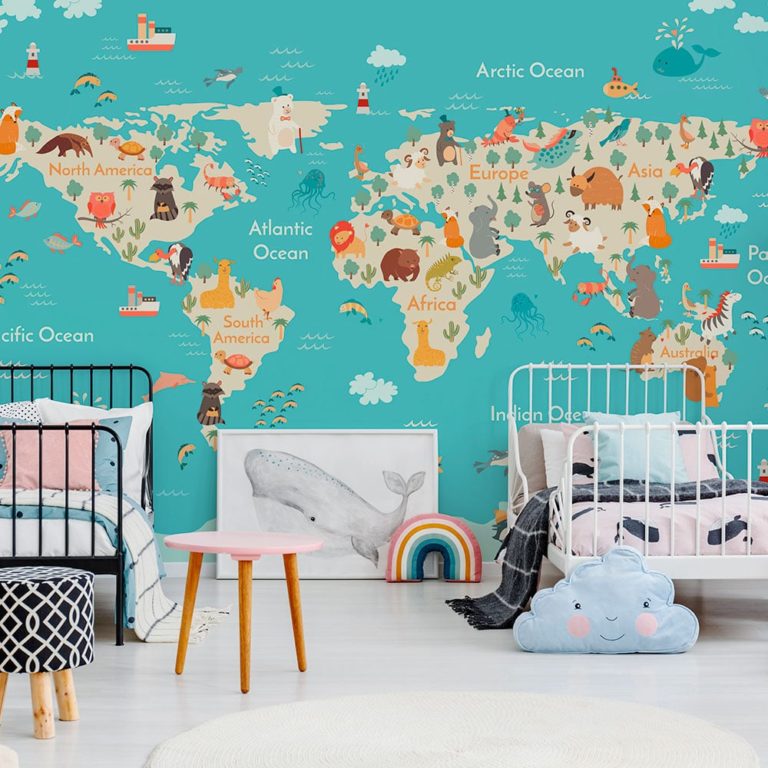 World Map No 7 Wall Mural Print 41 Orchard