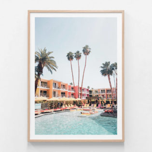 Saguaro-Poolside-Oak-Framed-Print