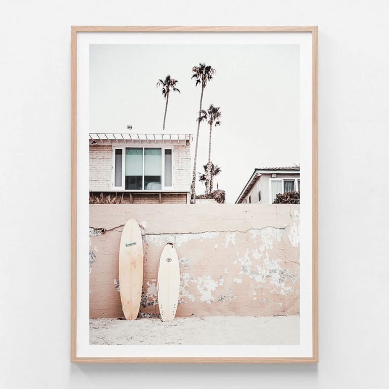 Surf-Town-Oak-Framed-Print