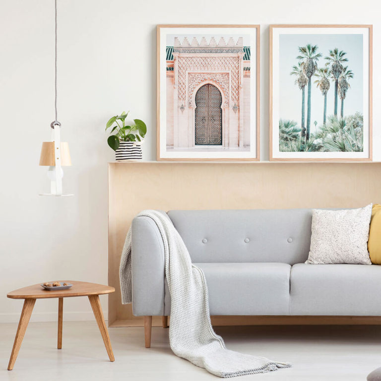 Oasis Palm Moroccan Door Framed Print Lifestyle