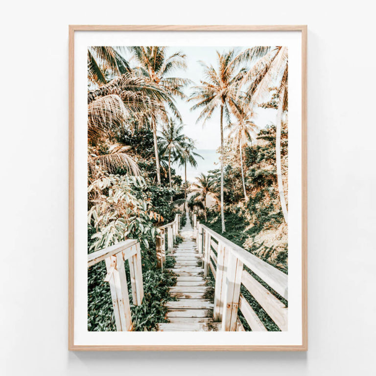 APP630-Tropical-Path-Oak-Framed-Print