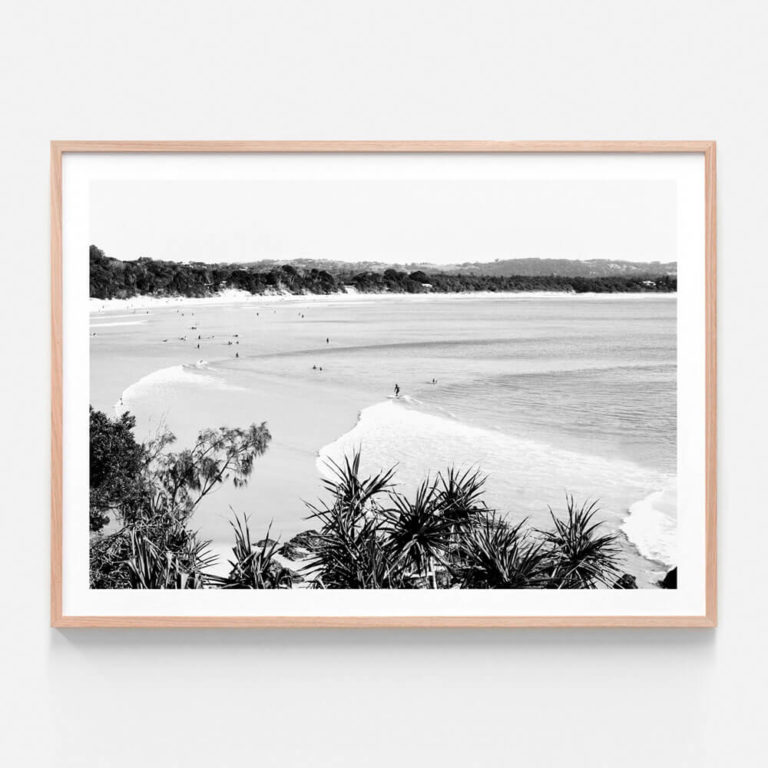 APP654BW-Surfing-The-Pass-Oak-Framed-Print