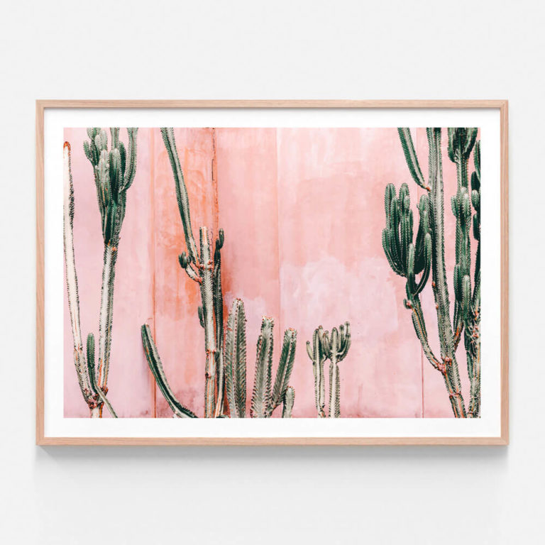 APP805-Pastel-Cacti-Oak-Framed-Print
