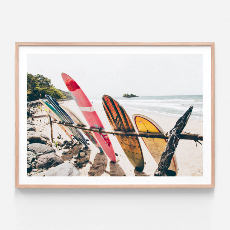 FP435-Boards-On-The-Beach-Oak-Framed-Print