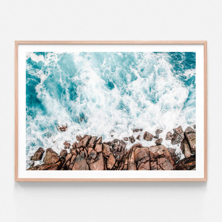 FP438-On-The-Rocks-Oak-Framed-Print