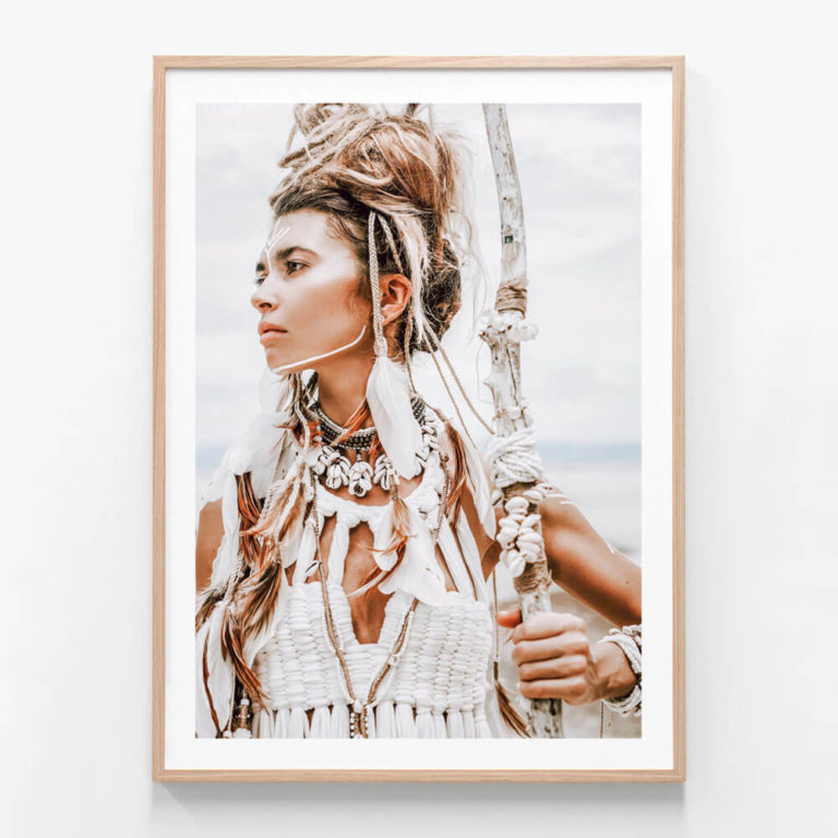 FP485-Warrior-Girl-Oak-Framed-Print