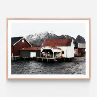 FP946-Fishing-Town-Oak-Framed-Print