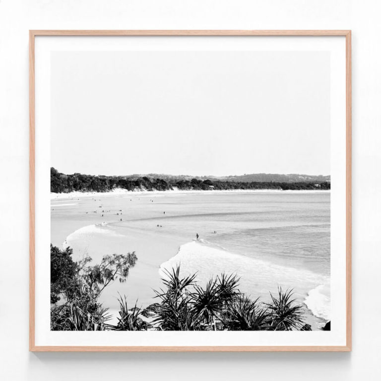 APP654-Surfing-The-Pass-Square-BW-Oak-Framed-Print