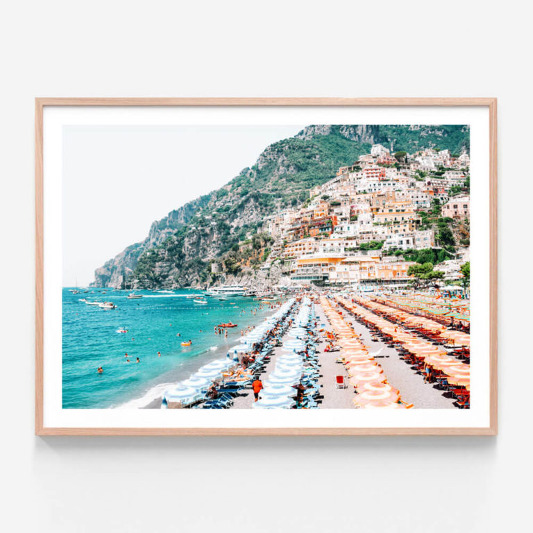 APP708-Positano-Deckchairs-Oak-Framed-Print