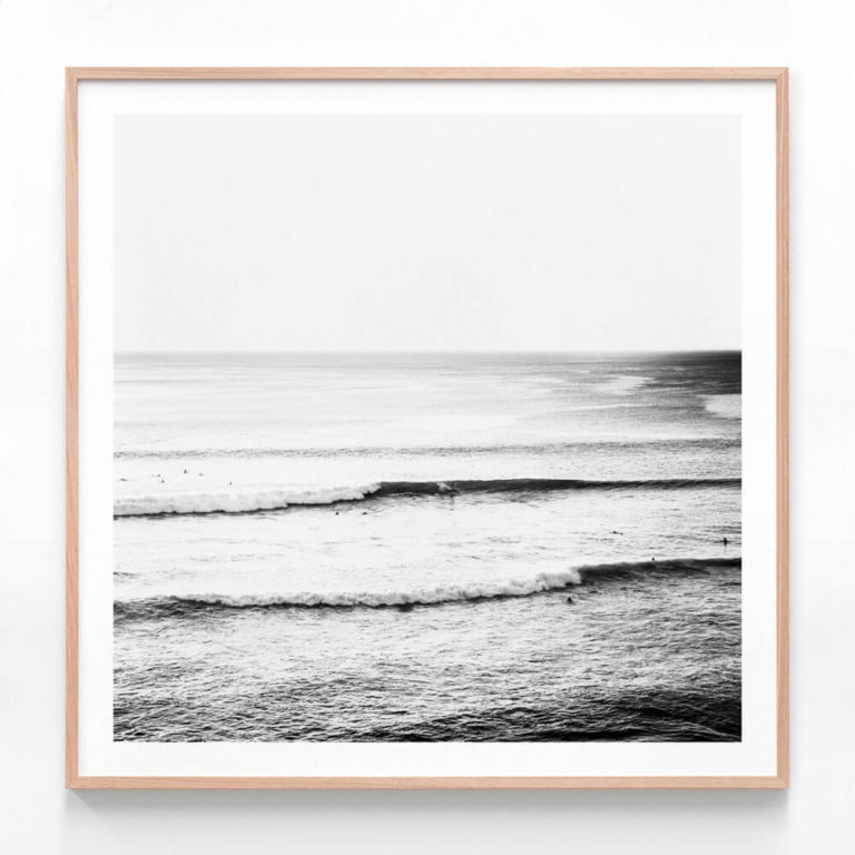 APP960-Oceanside-Sunset-BW-Square-Oak-Framed-Print