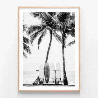 FP443-Beach-Boards-Oak-Framed-Print