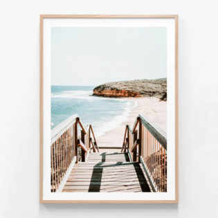 FP745-Bells-Beach-Stairs-Oak-Framed-Print