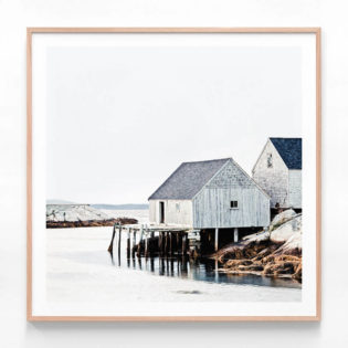 FP945-Fishing-Shack-Square-Oak-Framed-Print