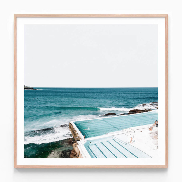 Icebergs-Square-Oak-Framed-Print