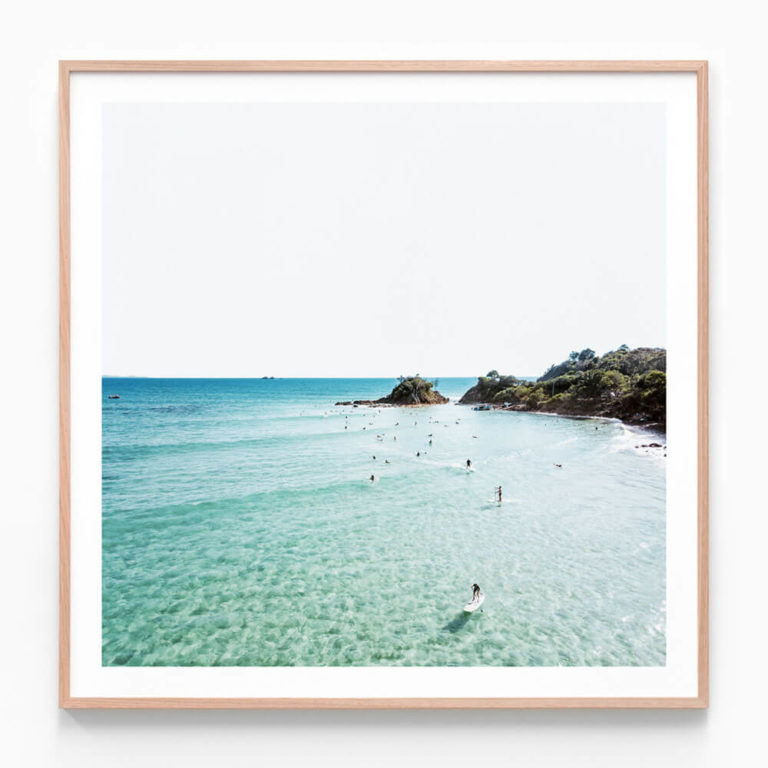 Paddle-Boards-Square-Oak-Framed-Print