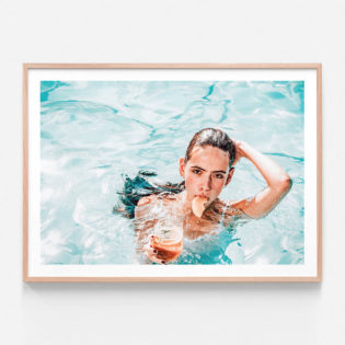 Poolside Negroni Oak Framed Print