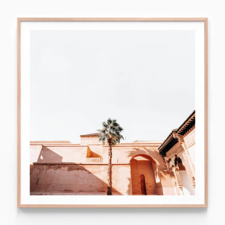 Courtyard-Palm-Square-Oak-Framed-Print