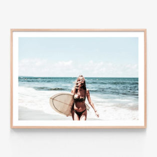 Surf-All-Day-Oak-Framed-Print