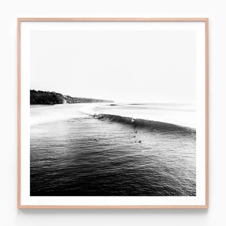 Bali Surfers Oak Framed Print
