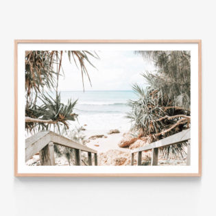 Beach Hideaway Oak Framed Print