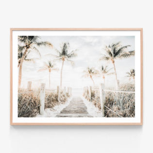 Tropical Walkway Oak Framed Print