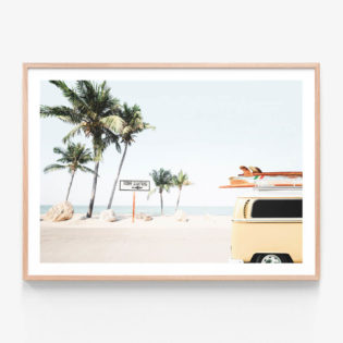 Gone Surfing Oak Framed Print