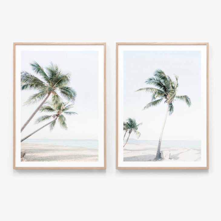 Tropical #1 Wall Art Set Oak Frame