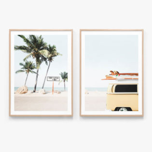 Tropical #2 Wall Art Set Oak Frame