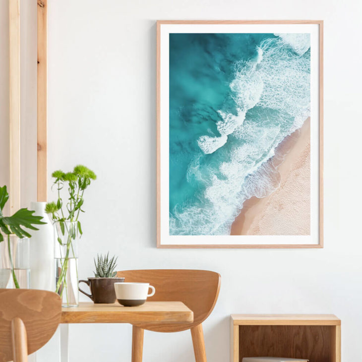 Aerial Beach Framed Print Lifestyle Image