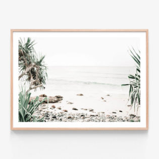 Wategos View Oak Framed Print