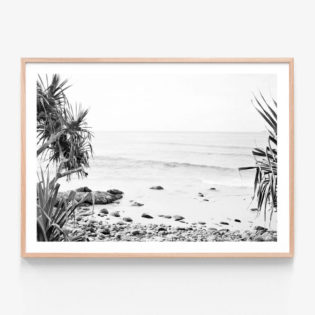 Wategos-View BW Oak Framed Print