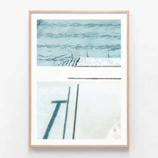 Icebergs Pool Left Oak Framed Print