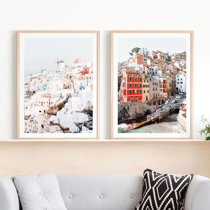 Pastel-Oia-Cinque-Terre-Lifestlye-Framed-Prints