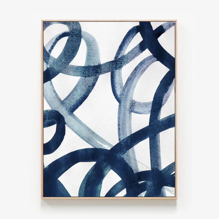 FP1070-Blue-Lines-Oak-Framed-Canvas-Print