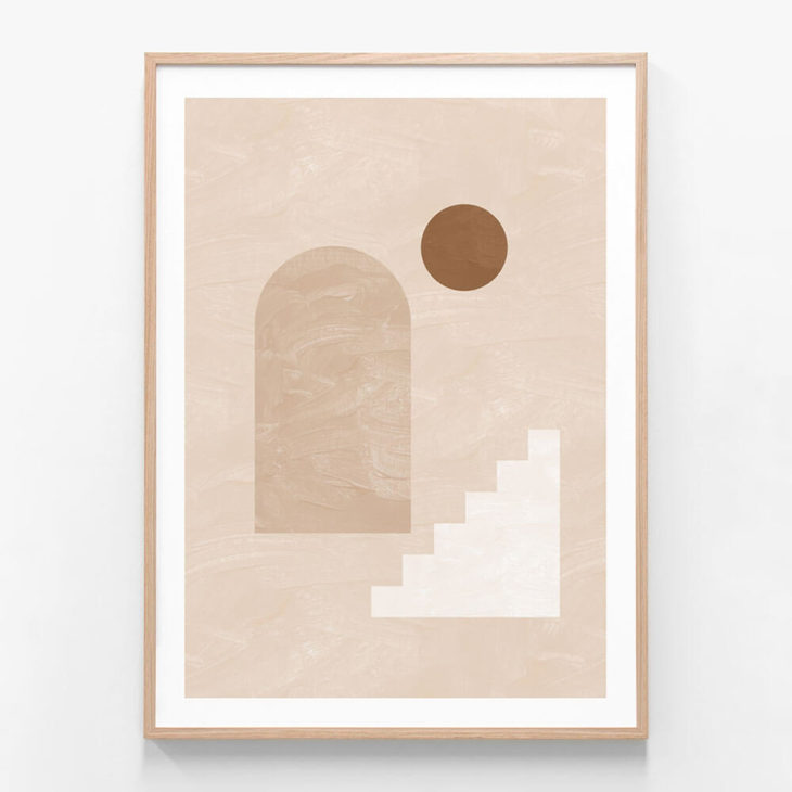 FP1123-Beige-Shapes-Oak-Framed-Print