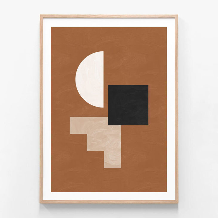 FP1125-Terracotta-Shapes-Oak-Framed-Print