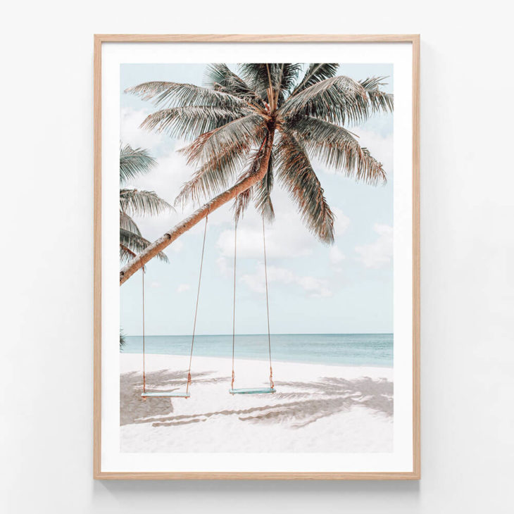 FP1164-Beach-Swings-Oak-Framed Print