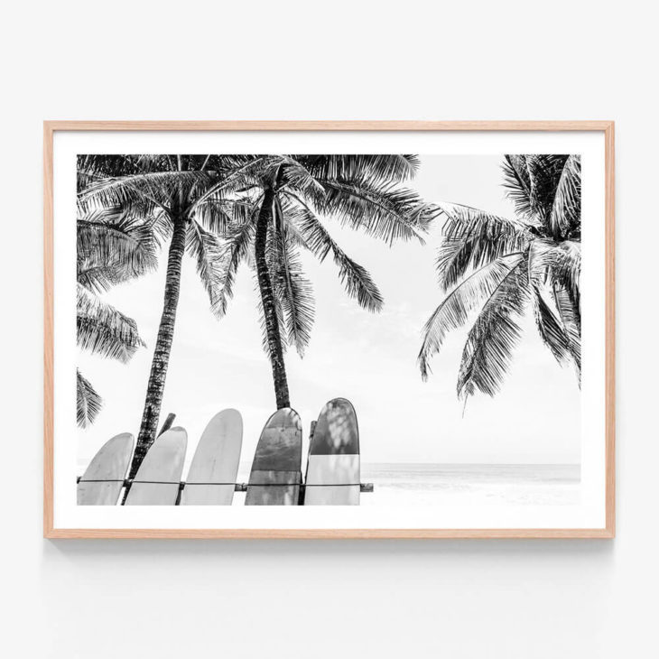 FP1191-Tropical-Boards-B&W-Oak-Framed-Print