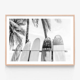 FP1194-Palm-Boards-B&W-Oak-Framed-Print