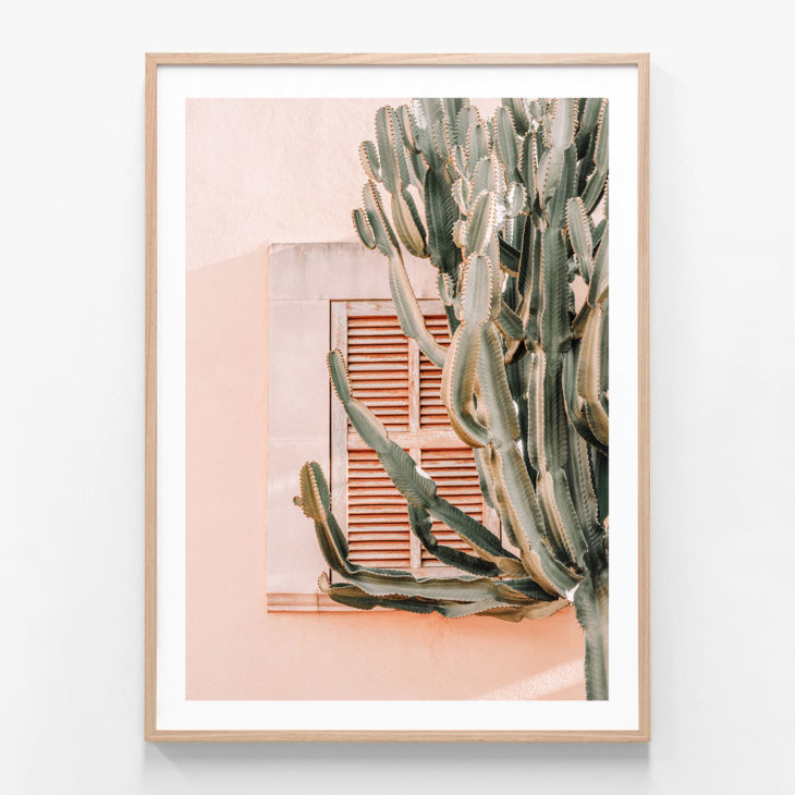 Cuctus-Blush-Oak-Framed-Print