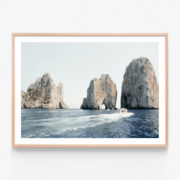 Faraglioni-Rocks-Oak-Framed-Print