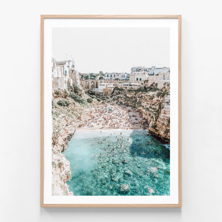 Italian-Beach-Oak-Framed-Print