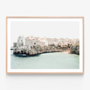 Puglia-Coast-1-Oak-Framed-Print